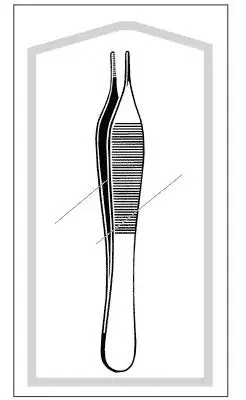 Merit – Dressing Forceps Adson 4-3/4 Inch Length Mid Grade Stainless Steel Sterile Thumb Handle Straight Serrated, Blunt Tip – 96-2571M