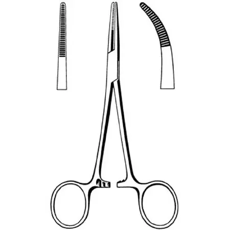 Merit – Hemostatic Forceps Kelly 5-1/2 Inch Length Mid Grade Stainless Steel NonSterile Ratchet Lock Finger Ring Handle Straight Serrated Jaws – 97-436