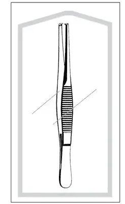 Merit – Tissue Forceps 5 Inch Length Mid Grade Stainless Steel Sterile NonLocking Thumb Handle Straight 1 X 2 Teeth – 96-2579M