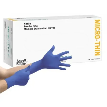 Micro-Touch Micro-Thin – Exam Glove Medium NonSterile Nitrile Standard Cuff Length Textured Fingertips Blue Not Chemo Approved – 6034312