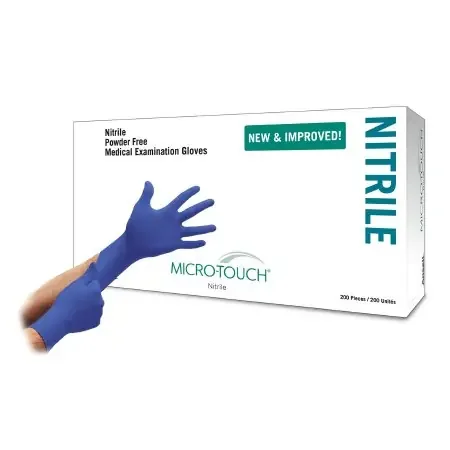 Micro-Touch Nitrile – Exam Glove X-Small NonSterile Nitrile Standard Cuff Length Textured Fingertips Blue Chemo Tested – 6034300