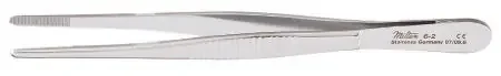 Miltex – Dressing Forceps 4-1/2 Inch Length OR Grade German Stainless Steel NonSterile NonLocking Thumb Handle Straight Serrated Tips – 6-4