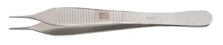 Miltex – Dressing Forceps Adson 4-3/4 Inch Length OR Grade German Stainless Steel NonSterile NonLocking Thumb Handle Straight Serrated Tip – 6-118