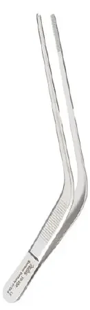 Miltex – Dressing Forceps Wilde 5-1/4 Inch Length OR Grade German Stainless Steel NonSterile NonLocking Cross Action Handle Angled Serrated Tips – 19-356