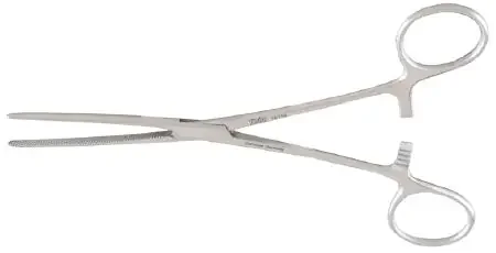 Miltex – Hemostatic Forceps Baby Doyen 6-1/2 Inch Length OR Grade German Stainless Steel NonSterile Ratchet Lock Finger Ring Handle Straight Flexible Blades with Diagonal Serrations – 16-108