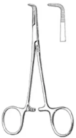 Miltex – Hemostatic Forceps Baby Mixter 5-1/4 Inch Length OR Grade German Stainless Steel NonSterile Ratchet Lock Finger Ring Handle Full Curved Extra Delicate Serrated Tips – 7-210
