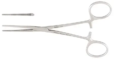 Miltex – Hemostatic Forceps Baby Pean 5-1/2 Inch Length OR Grade German Stainless Steel NonSterile Ratchet Lock Finger Ring Handle Straight Extra Delicate Serrated Tips – 7-110