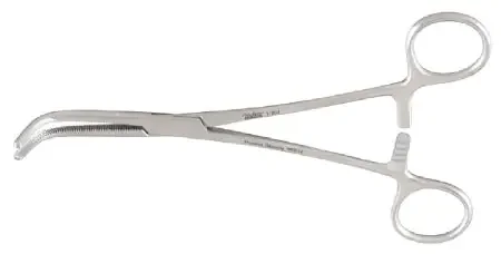 Miltex – Hemostatic Forceps Mixter 7-1/4 Inch Length OR Grade German Stainless Steel NonSterile Ratchet Lock Finger Ring Handle Full Curved Serrated Tip – 7-202