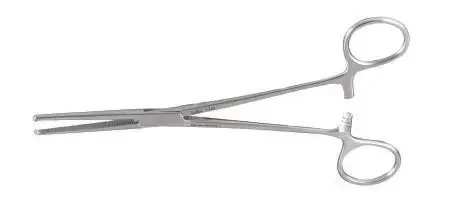 Miltex – Hemostatic Forceps Rochester-Ochsner 7-1/4 Inch Length OR Grade German Stainless Steel NonSterile Ratchet Lock Finger Ring Handle Straight Serrated Tips with 1 X 2 Teeth – 7-152