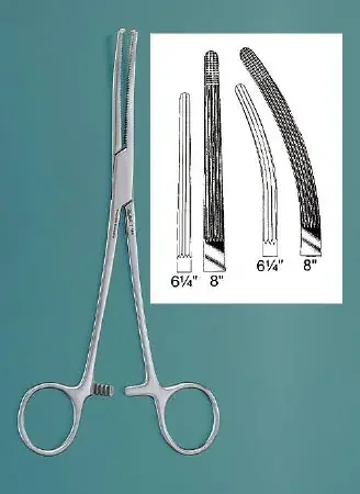 Miltex – Hemostatic Forceps Rochester-Ochsner 9 Inch Length OR Grade German Stainless Steel NonSterile Ratchet Lock Finger Ring Handle Curved Serrated Tips with 1 X 2 Teeth – 7-166