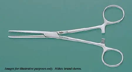 Miltex – Hemostatic Forceps Rochester-Pean 7-1/4 Inch Length OR Grade German Stainless Steel NonSterile Ratchet Lock Finger Ring Handle Straight Serrated Tip – 7-122