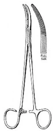 Miltex – Hemostatic Forceps Schnidt 7-1/2 Inch Length OR Grade German Stainless Steel NonSterile Ratchet Lock Finger Ring Handle Curved Serrated Tip – 22-660