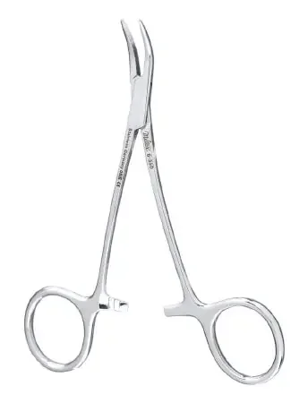 Miltex – Splinter Forceps Peet 4-3/4 Inch Length OR Grade German Stainless Steel NonSterile Ratchet Lock Finger Ring Handle Double Curved – 6-350