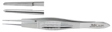 Miltex – Suture Forceps Harms 4-1/8 Inch Length OR Grade German Stainless Steel NonSterile NonLocking Thumb Handle Straight Serrated Tip – 18-946