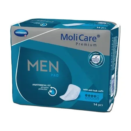MoliCare Premium Men – Bladder Control Pad 7 X 13 Inch Moderate Absorbency Polymer Core One Size Fits Most Adult Male Disposable – 168705