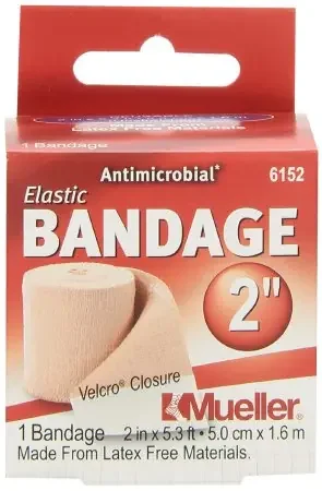Mueller – Elastic Bandage 2 Inch X 5.3 Foot Standard Compression Single Hook and Loop Closure Beige NonSterile – 6152