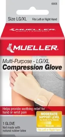Mueller Compression & Support Gloves – Compression Gloves Fingerless Large / X-Large Over-the-Wrist Length Ambidextrous Stretch Fabric – 6908