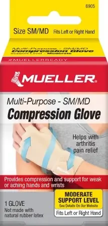 Mueller Compression & Support Gloves – Compression Gloves Fingerless Small / Medium Over-the-Wrist Length Ambidextrous Stretch Fabric – 6905