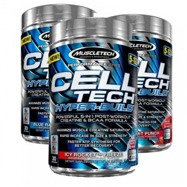 MuscleTech Cell Tech Hyper-Build Blue Raspberry Blast 30 Servings 482 Grams