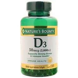 Nature’s Bounty D3 (50mcg/2000IU) 350 sgels