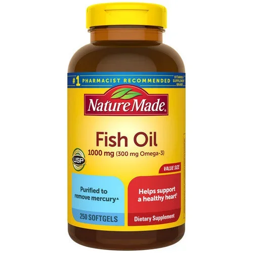 Nature Made, Fish Oil, 1000 mg, 250 Liquid Softgels