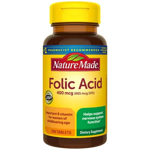Nature Made, Folic Acid, 400 mcg, 250 Tabs