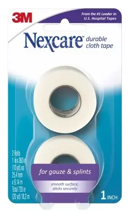 Nexcare Durable Cloth – Medical Tape Breathable Silk-Like Cloth 1 Inch X 10 Yard White NonSterile – 791-2PK