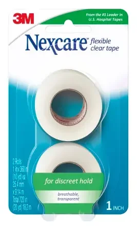 Nexcare Flexible – Medical Tape Water Resistant Stretchy Fabric 1 Inch X 10 Yard Clear NonSterile – 771-2PK