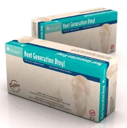 Next Generation Vinyl – Exam Glove Large NonSterile Stretch Vinyl Standard Cuff Length Smooth Ivory Not Chemo Approved – 6824