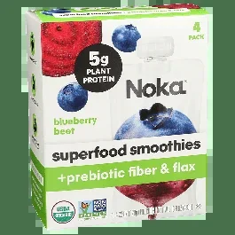 Noka Superfood Smoothies Blueberry Beet–4 Pouches-4.22 oz