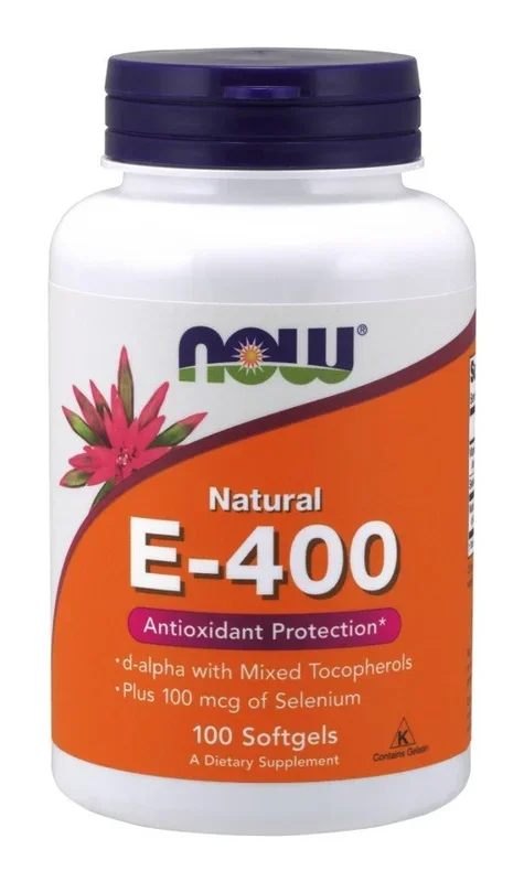Now Foods E-400 IU Mixed Tocopherols w/Selenium 100mcg 100 Softgel