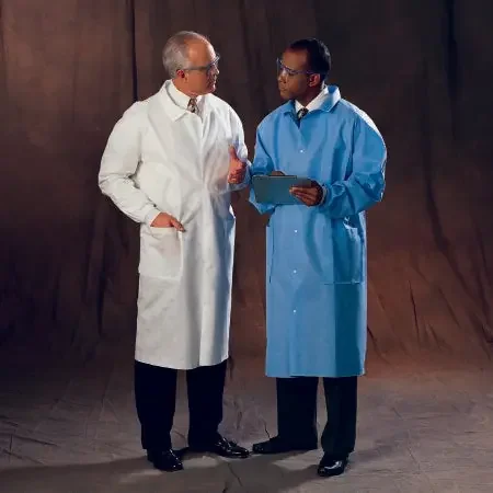 O&M Halyard – Lab Coat Blue X-Large Knee Length Disposable – 10048