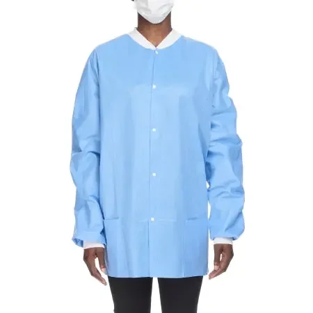 O&M Halyard – Lab Jacket Blue X-Large Hip Length Disposable – 10087