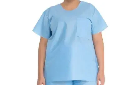 O&M Halyard – Scrub Shirt 2X-Large Blue 1 Pocket Short Sleeve Unisex – 69704