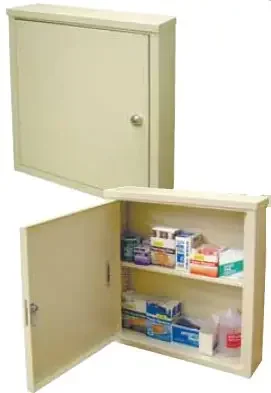Omnimed – Storage Cabinet Wall Mount Heavy Duty Steel 1 or 2 Shelves Flat Key Lock – 291610-BG
