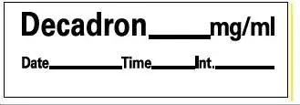 PDC – Drug Label Anesthesia Label Decadron_mg/mL Date_Time_Int White 1/2 X 1-1/2 Inch – LAN-203