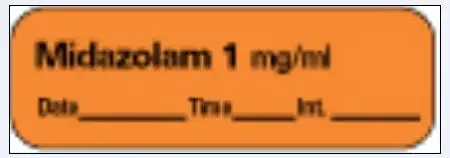 PDC – Drug Label Anesthesia Label Midazolam 1mg/mL Date_Time_Int Orange 1/2 X 1-1/2 Inch – LAN-120D1