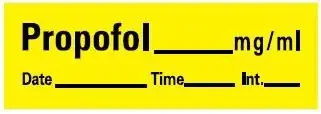 PDC – Drug Label Anesthesia Label Propofol_mg/mL Date_Time_Int_ Yellow 1/2 X 1-1/2 Inch – LAN-27