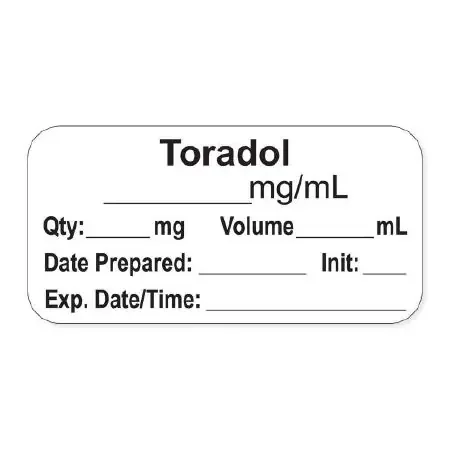 PDC – Drug Label Anesthesia Label Toradol _mg/mL Qty _mg Volume_mL White 3/4 X 1-1/2 Inch – LAN-2-201
