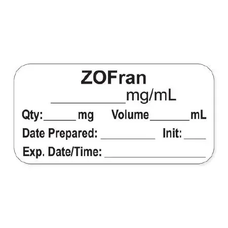 PDC – Drug Label Anesthesia Label ZOFran_mg/mL Qty _mg Volume_mL Date Prepared _ White 3/4 X 1-1/2 Inch – LAN-2-58