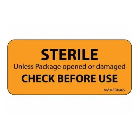 PDC – Pre-Printed Label pdc Advisory Label Orange Paper Sterile Check Before Use Black Instructional Label 1 X 2-1/4 Inch – MV04FO0465
