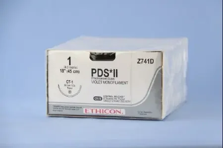PDS II – Suture with Needle Absorbable Uncoated Violet Suture Monofilament Polydioxanone Size 1 18 Inch Suture 1-Needle 36 mm Length 1/2 Circle Taper Point Needle – Z741D