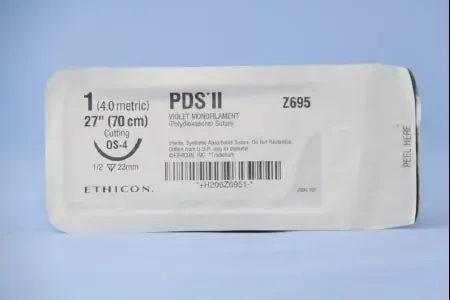PDS II – Suture with Needle Absorbable Uncoated Violet Suture Monofilament Polydioxanone Size 1 27 Inch Suture 1-Needle 22 mm Length 1/2 Circle Reverse Cutting Needle – Z695H
