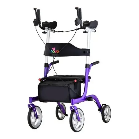 PHOENIX RISE UP – 4 Wheel Rollator Purple Adjustable Height / Folding Aluminum Frame – 4801PL