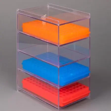 Poltex – Microtube Tube Rack Organizer 4 Place 0.5 / 1.5 mL Microtube Racks Clear 2-1/4 X 5 X 8 Inch – 5LGMICRO