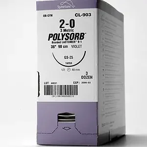 Polysorb – Suture without Needle Braided Polyester Absorbable Coated Size 2 – 0 18 Inch Suture – L-3