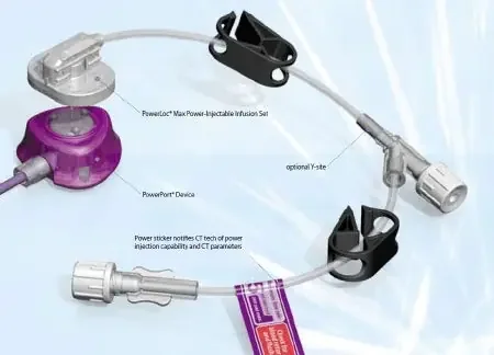 PowerLoc Max – Huber Infusion Set 20 Gauge 3/4 Inch 8 Inch Tubing Y-Site Injection Port – 0132075