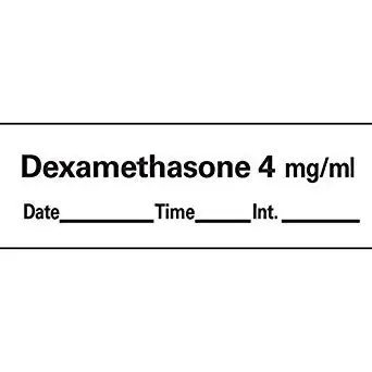 Precision Dynamics – Drug Label Anesthesia Label Tape Dexamethason4 mg/mL Date_Time_Int White 1/2 X 1-1/2 Inch – AN-132D4
