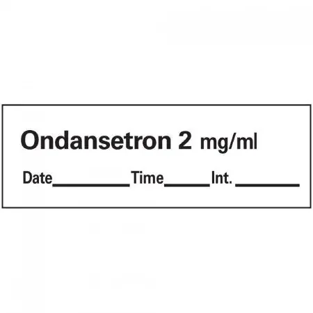 Precision Dynamics – Drug Label Anesthesia Label Tape Ondansetron 2mg/mL Date_Time_Int White 1/2 X 1-1/2 Inch – AN-55D2