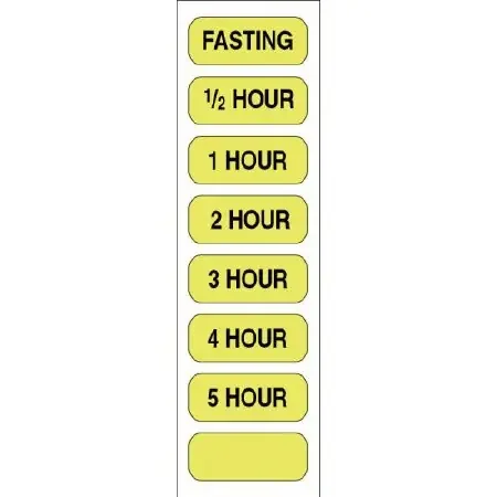 Precision Dynamics – Pre-Printed Label Advisory Label Fluorescent Yellow Paper Fasting/1/2 Hour/1 Hour/2 Hour/3 Hour/4 Hour/5 Hour Black Safety and Instructional 1/2 X 1-1/4 Inch – 59707939